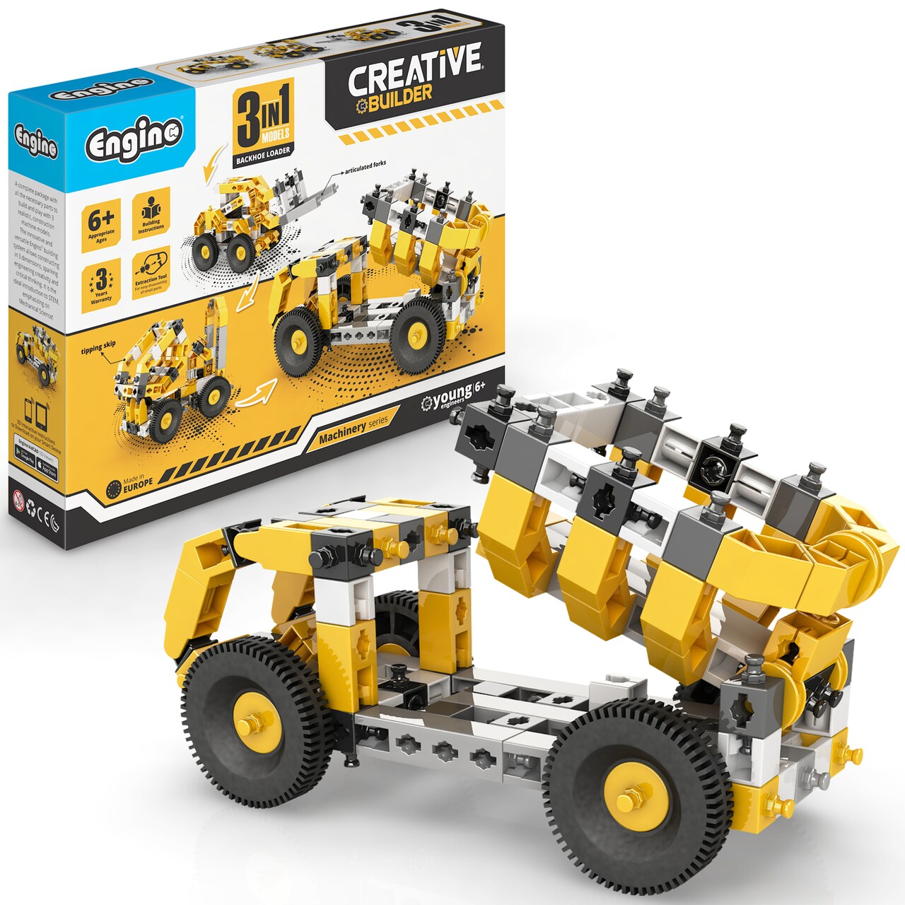 Engino: Creative Builder - 3-In-1 Tipper Truck - Multimodel Vehicle Brick Set, Machinery Series, Snap Assembly, Engineer Construction, STEM, Kids 6+